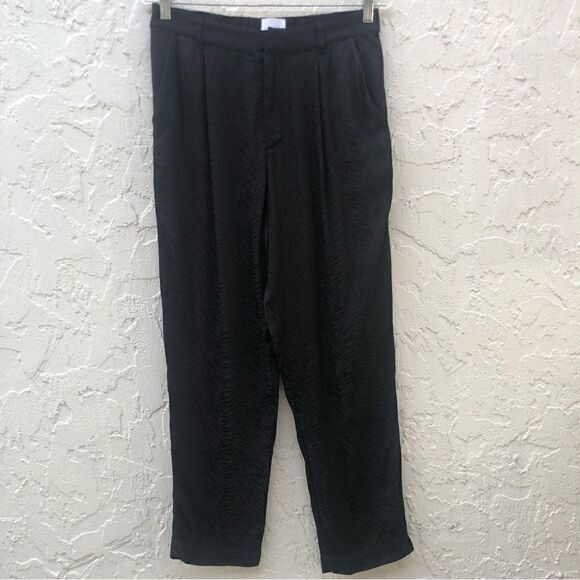 SUNDAYS Black Jacquard Tapered High Rise Trouser Pants Size 2 Zebra Print - Picture 2 of 12